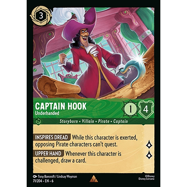 Captain Hook - Underhanded - 71/204 - Rare *6