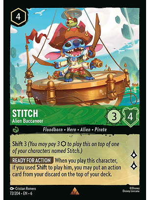 Stitch - Alien Buccaneer - 72/204 - Rare *6