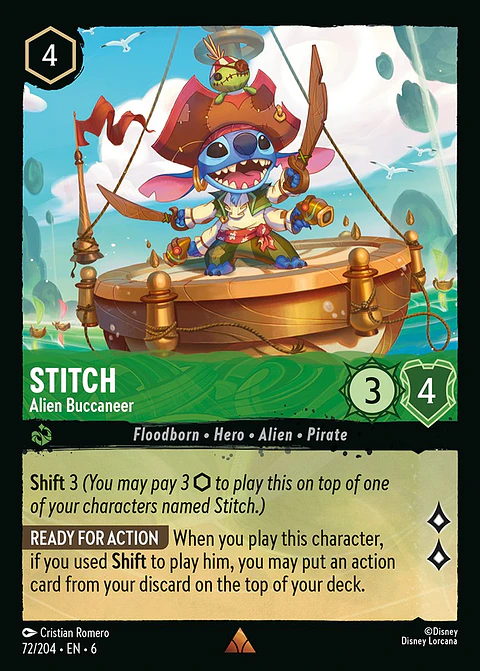 Stitch - Alien Buccaneer - 72/204 - Rare *6