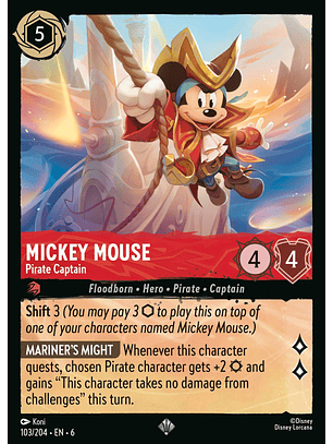 Mickey Mouse - Pirate Captain - 103/204 - Super Rare *6