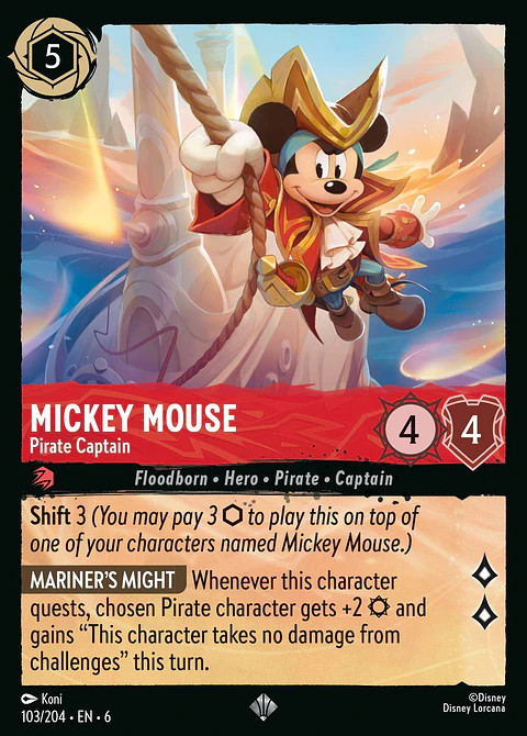 Mickey Mouse - Pirate Captain - 103/204 - Super Rare *6