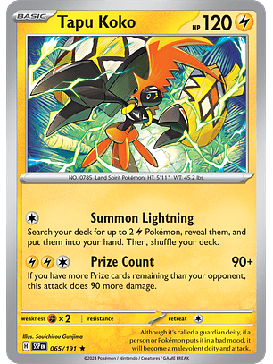 Tapu Koko - 065/191 - Rare - SPP
