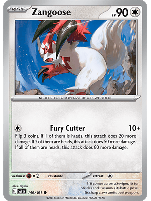 Zangoose - 149/191 - Common - SSP
