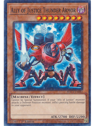 Ally of Justice Thunder Armor - HAC1-EN083 Duel Terminal Common Parallel