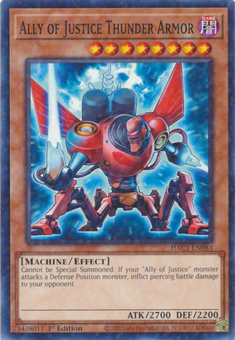 Ally of Justice Thunder Armor - HAC1-EN083 Duel Terminal Common Parallel