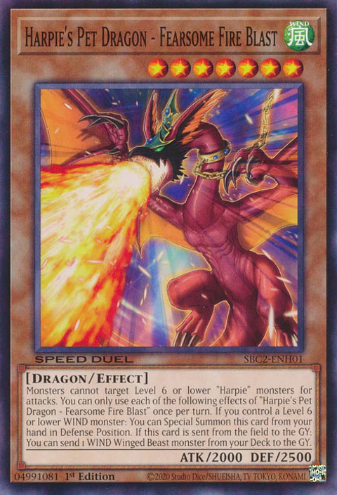 Harpie's Pet Dragon - Fearsome Fire Blast - SBC2-ENH01 - Common 