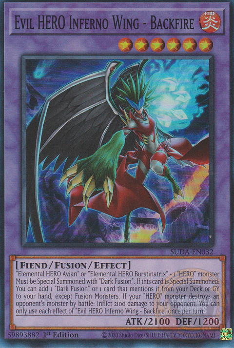 Evil HERO Inferno Wing - Backfire - SUDA-EN032 - Super Rare