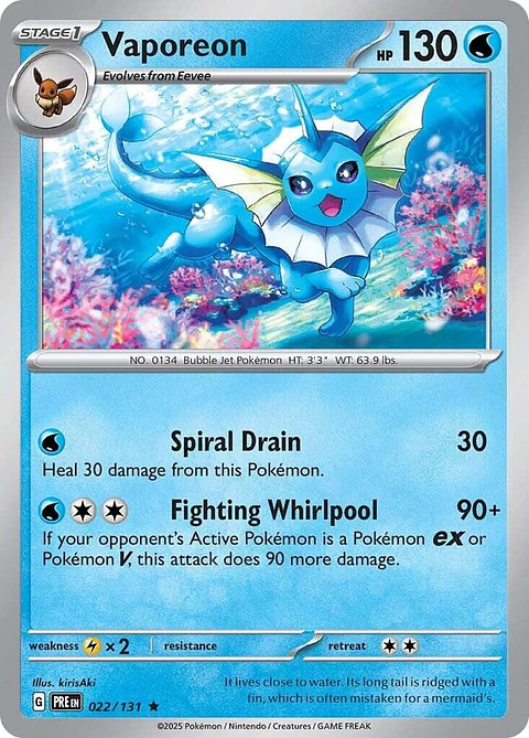 Vaporeon - 022/131 - Holo Rare - PRE 
