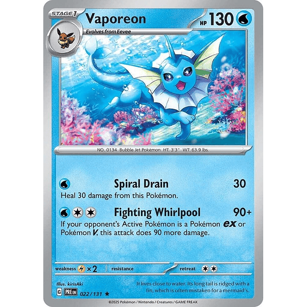 Vaporeon - 022/131 - Holo Rare - PRE 