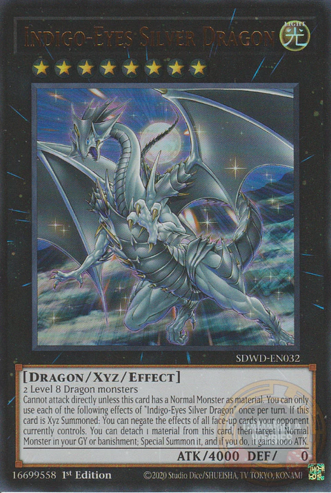 Indigo-Eyes Silver Dragon - SDWD-EN032 - Ultra Rare 