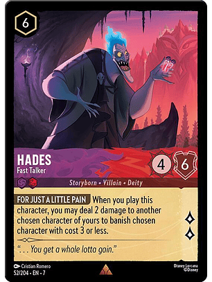 Hades - Fast Talker - 52/204 - Rare - 7 