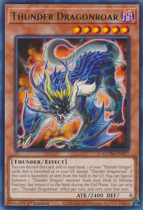 Thunder Dragonroar - MZTM-EN077 - Rare 