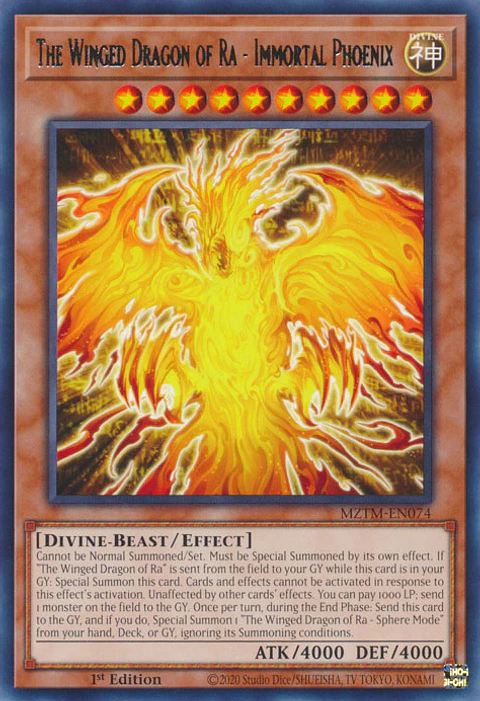 The Winged Dragon of Ra - Immortal Phoenix - MZTM-EN074 - Rare 