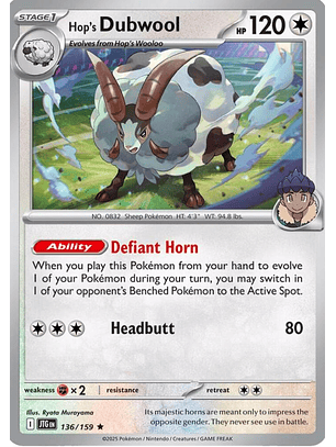 Hop's Dubwool - 136/159 - Holo Rare - JTG 