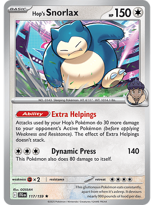 Hop's Snorlax - 117/159 - Holo Rare - JTG 