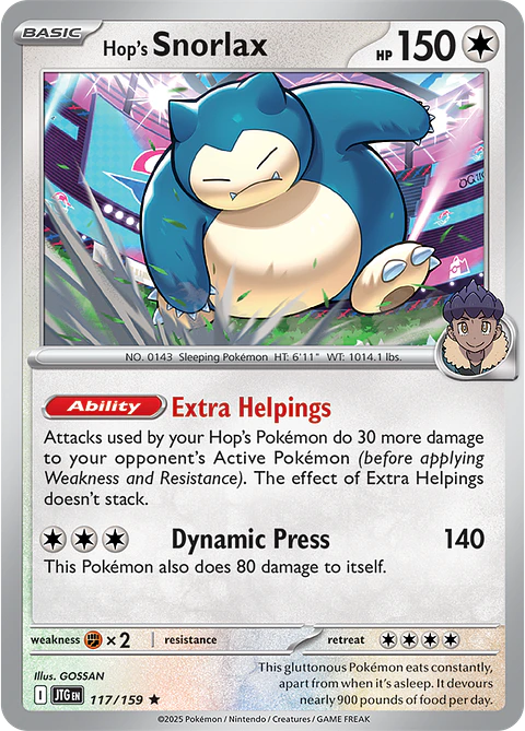 Hop's Snorlax - 117/159 - Holo Rare - JTG 