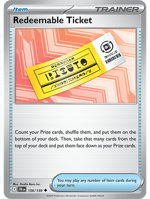Redeemable Ticket - 156/159 - Uncommon - JTG 