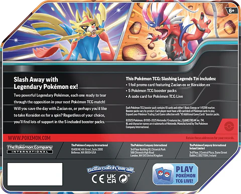 Pokémon TCG: Slashing Legends Tin - Zacian EX