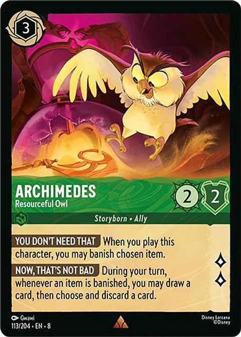 Archimedes - Resourceful Owl - Rare - 113/204 - 8