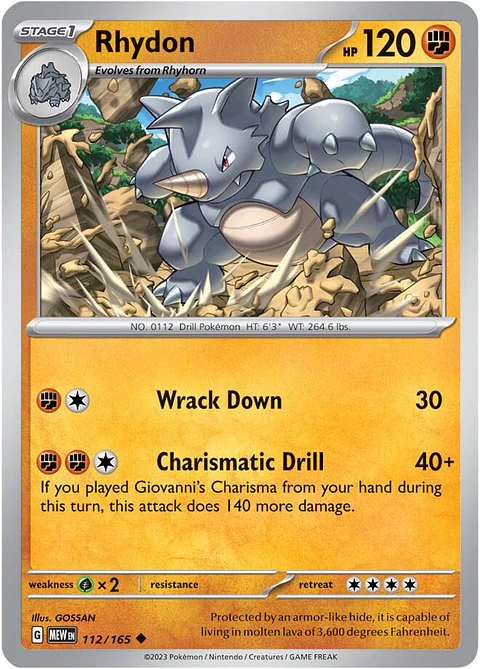 Rhydon - 112/165 - Uncommon - MEW 