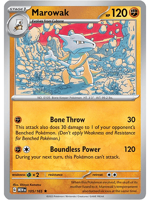 Marowak - 105/165 - Holo Rare - MEW 