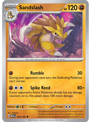 Sandslash - 028/165 - Uncommon - MEW 