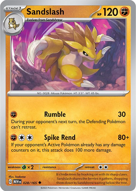 Sandslash - 028/165 - Uncommon - MEW 