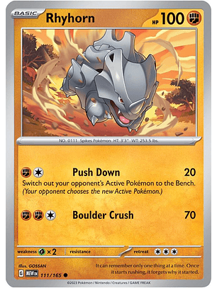 Rhyhorn - 111/165 - Common - MEW 