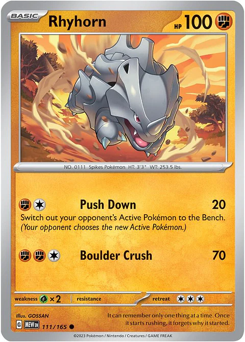 Rhyhorn - 111/165 - Common - MEW 