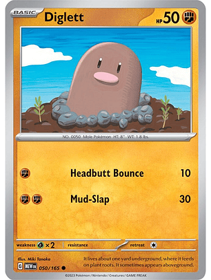 Diglett - 050/165 - Common - MEW 