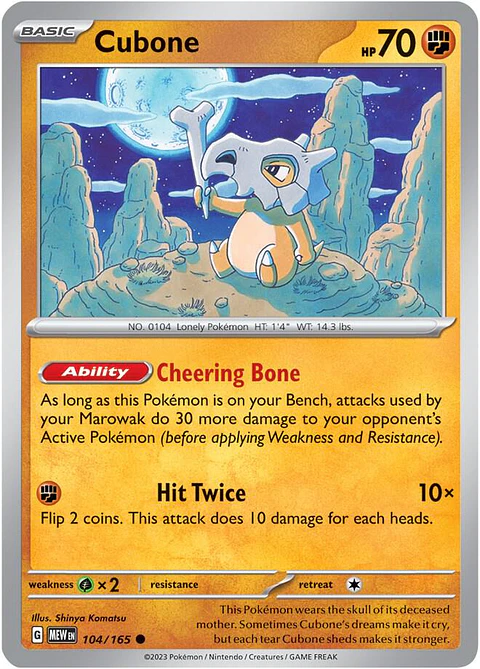 Cubone - 104/165 - Common - MEW 
