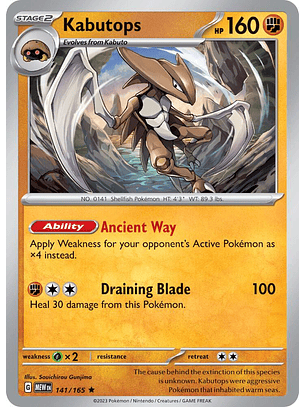 Kabutops - 141/165 - Holo Rare - MEW 