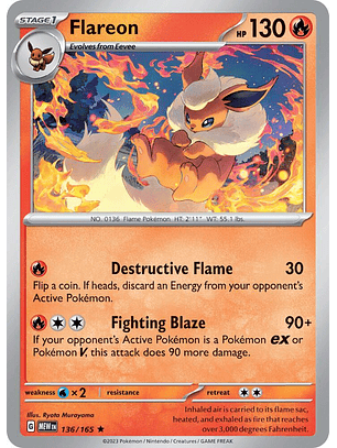 Flareon - 136/165 - Holo Rare - MEW 