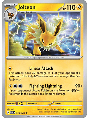 Jolteon - 135/165 - Holo Rare - MEW