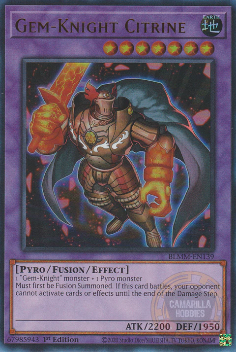 Gem-Knight Citrine - BLMM-EN139 - Ultra Rare 