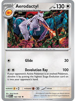 Aerodactyl - 142/165 - Holo Raro Holo Inverso - Mew
