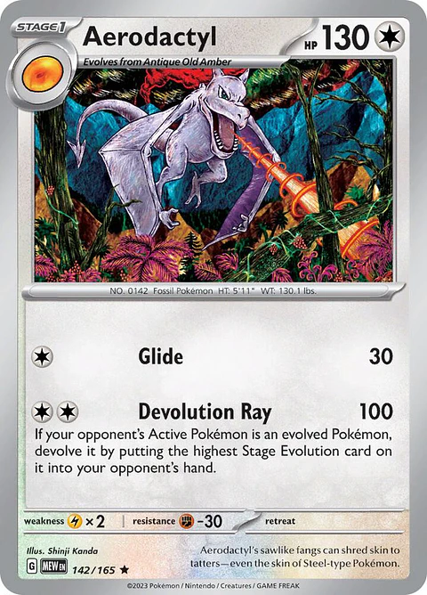 Aerodactyl - 142/165 - Holo Raro Holo Inverso - Mew