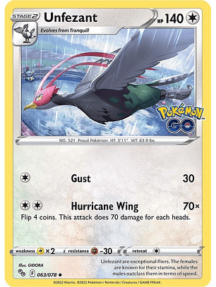 Unfezant - 063/078 - Uncommon - GO