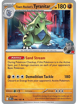 Team Rocket's Tyranitar - 096/182 - Holo Rare - DRI 