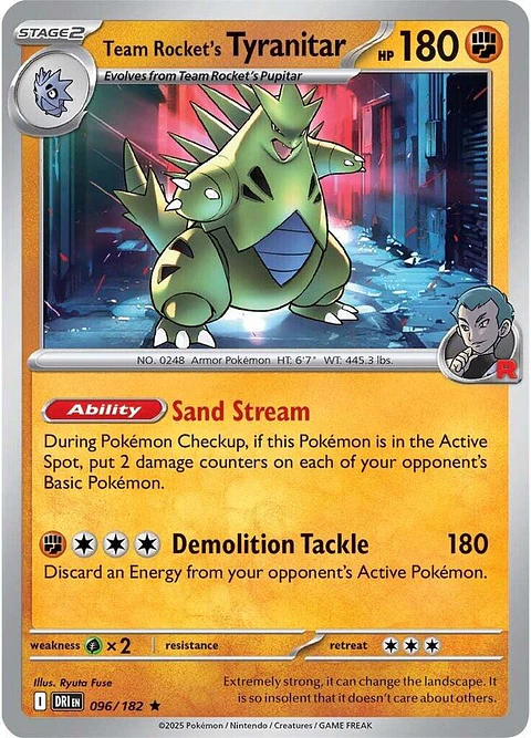 Team Rocket's Tyranitar - 096/182 - Holo Rare - DRI 