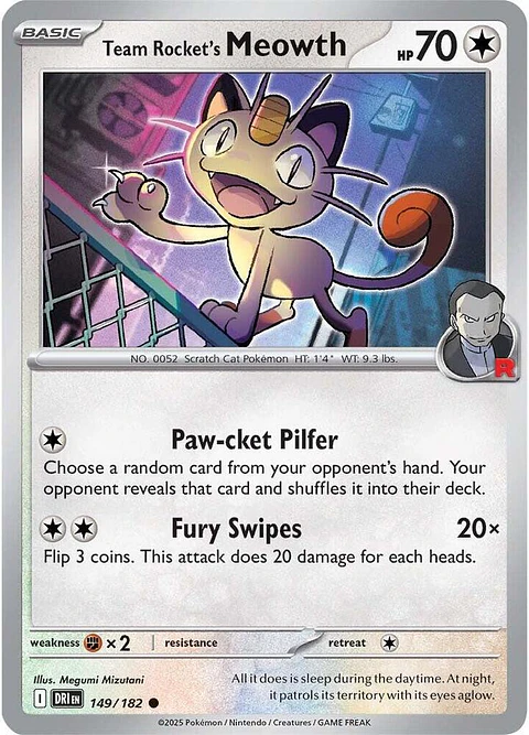 Team Rocket's Meowth - 149/182 - Common - DRI