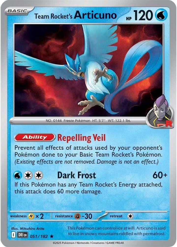 Team Rocket's Articuno - 051/182 - Holo Rare - DRI  1