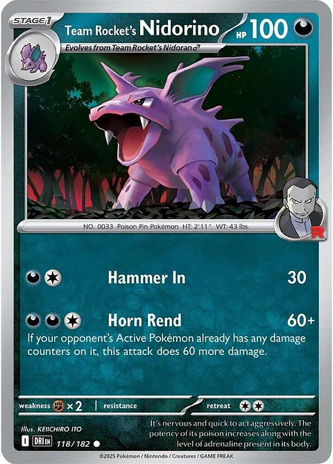 Team Rocket's Nidorino - 118/182 - Common - DRI 
