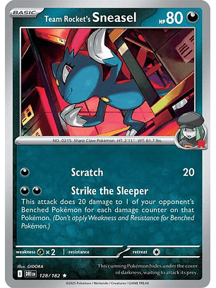 Team Rocket's Sneasel - 128/182 - Holo Rare - DRI 