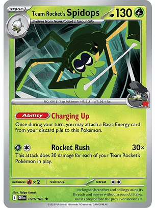Team Rocket's Spidops - 020/182 - Holo Rare - DRI 