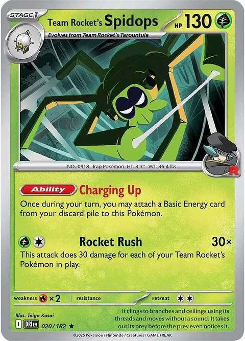 Team Rocket's Spidops - 020/182 - Holo Rare - DRI 