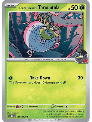 Team Rocket's Tarountula - 019/182 - Common - DRI 