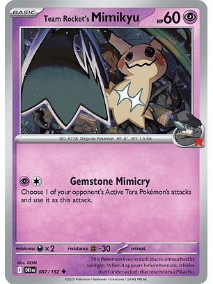 Team Rocket's Mimikyu - 087/182 - Uncommon - DRI 
