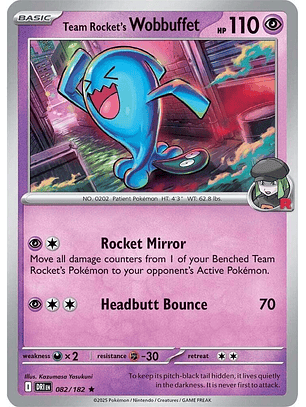 Team Rocket's Wobbuffet - 082/182 - Holo Rare - DRI 
