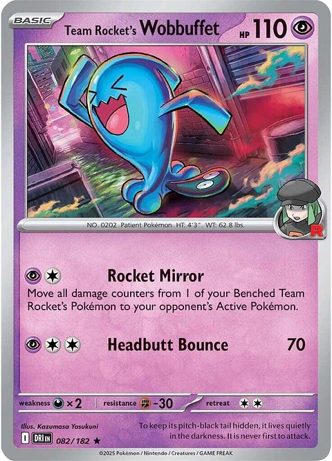 Team Rocket's Wobbuffet - 082/182 - Holo Rare - DRI 
